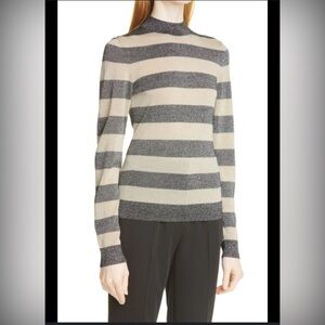 HUGO BOSS Fiorelly Stripe Mock Neck Sweater In Open Misc Size M
